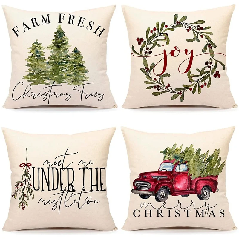 ABSF Christmas Pillow Covers 18X18 Set of 4 Farmhouse Christmas Decorations Winter Holiday Decor Throw Pillows for Home
ABSF Christmas Pillow Covers 18X18 Set of 4 Farmhouse Christmas Decorations Winter Holiday Decor Throw Pillows for Home