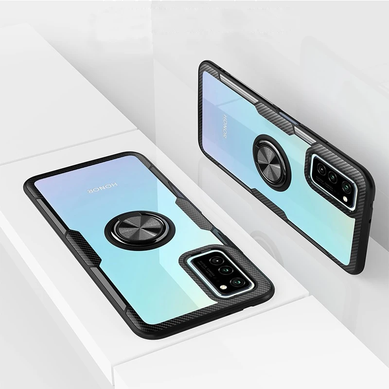 Роскошный чехол бампер для Huawei Honor V30 прозрачный Nova 6 Pro Se Mate 30 с магнитным кольцом