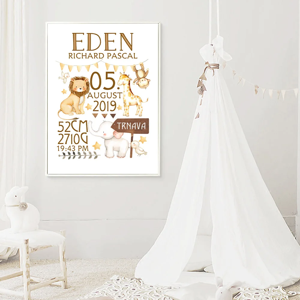 Canvas Paintings Wall Art Personalized Baby Birth Custom Poster Nursery Print Animal Picture Nordic Children Bedroom Decoration
Canvas Paintings Wall Art Personalized Baby Birth Custom Poster Nursery Print Animal Picture Nordic Children Bedroom Decoration