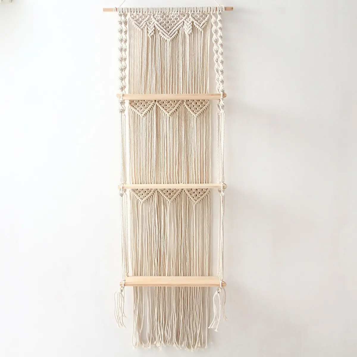 Macrame Wall Hanging Shelf 3 Tier Handmade Woven Tassel Wood Organizer Shelves Wall Floating Hanger for Home Decor
Macrame Wall Hanging Shelf 3 Tier Handmade Woven Tassel Wood Organizer Shelves Wall Floating Hanger for Home Decor