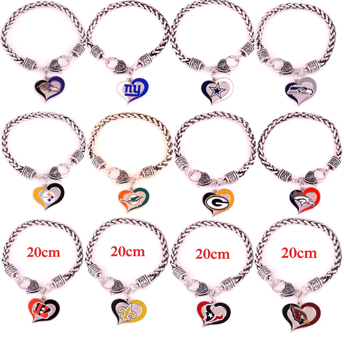 DIY Football Team Logo Rugby Heart Shape Bracelet Fitness hiphop Twist Chain Football Fan Sport Lover Young Man Gift Jewelry
DIY Football Team Logo Rugby Heart Shape Bracelet Fitness hiphop Twist Chain Football Fan Sport Lover Young Man Gift Jewelry