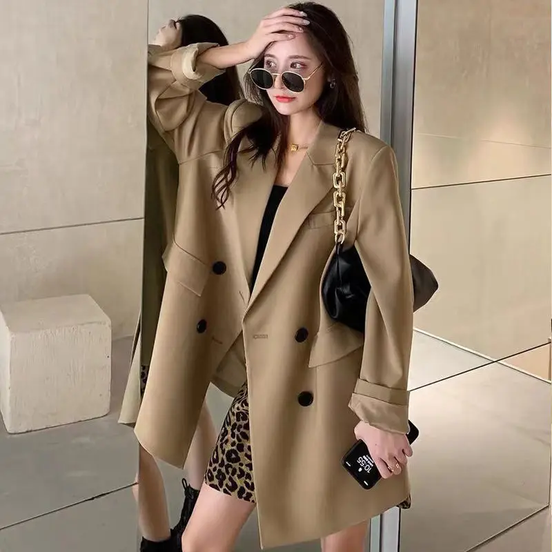 High Quality Fashion Autumn Winter Notched Double Breasted Jacket Korean Loose Casual Black Women Blazers Jackets Work Wear Coat
High Quality Fashion Autumn Winter Notched Double Breasted Jacket Korean Loose Casual Black Women Blazers Jackets Work Wear Coat