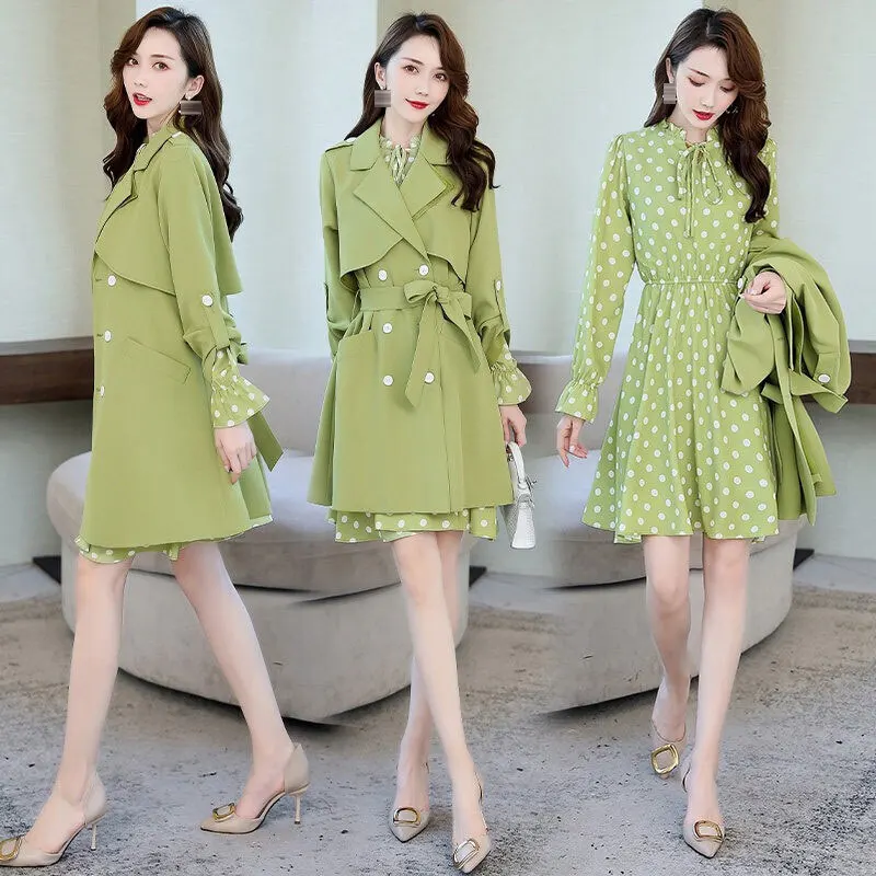 Dot Print Trench Coat Dress 2021 New Women's Early Autumn Temperament Two-piece Spring And Autumn Trench Coat Suit
Dot Print Trench Coat Dress 2021 New Women's Early Autumn Temperament Two-piece Spring And Autumn Trench Coat Suit
