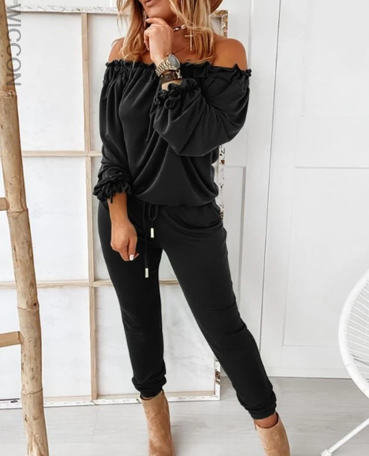 2021 Fashion Sexy Off Shoulder Ruffle Romper Women Casual Pocket Cargo Pants Jumpsuit Summer Spring Long Sleeve Overall Playsuit
2021 Fashion Sexy Off Shoulder Ruffle Romper Women Casual Pocket Cargo Pants Jumpsuit Summer Spring Long Sleeve Overall Playsuit