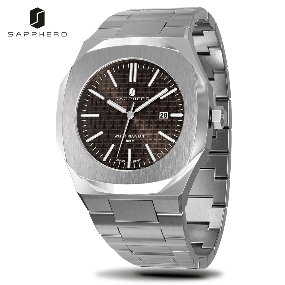 Роскошные мужские наручные часы SAPPHERO 100 м, водонепроницаемые кварцевые часы MIYOTA, модные спортивные часы из нержавеющей стали для мужчин, муж... 
Роскошные мужские наручные часы SAPPHERO 100 м, водонепроницаемые кварцевые часы MIYOTA, модные спортивные часы из нержавеющей стали для мужчин, муж...