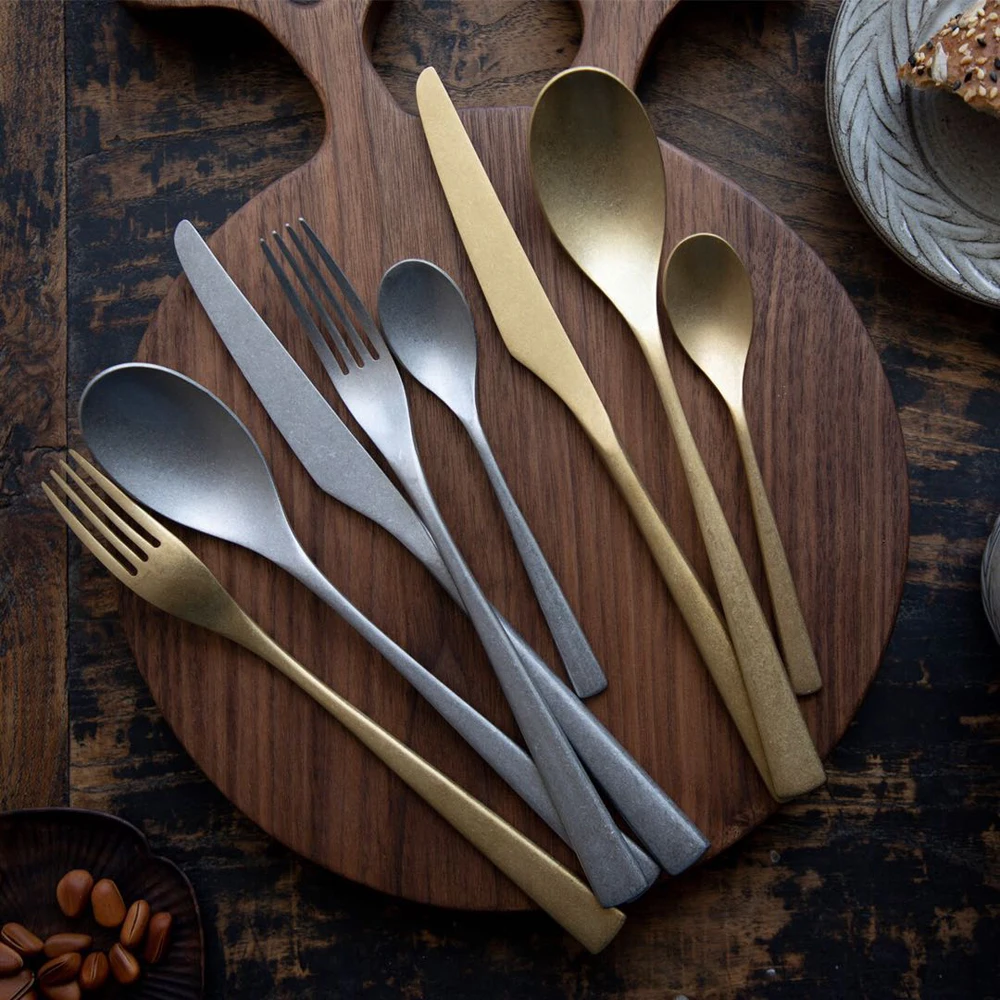 4Pcs/ Set Cutlery Set Knife Fork Spoon Gold Tableware Dinnerware Retro Style Stainless Steel Dinner Set
4Pcs/ Set Cutlery Set Knife Fork Spoon Gold Tableware Dinnerware Retro Style Stainless Steel Dinner Set