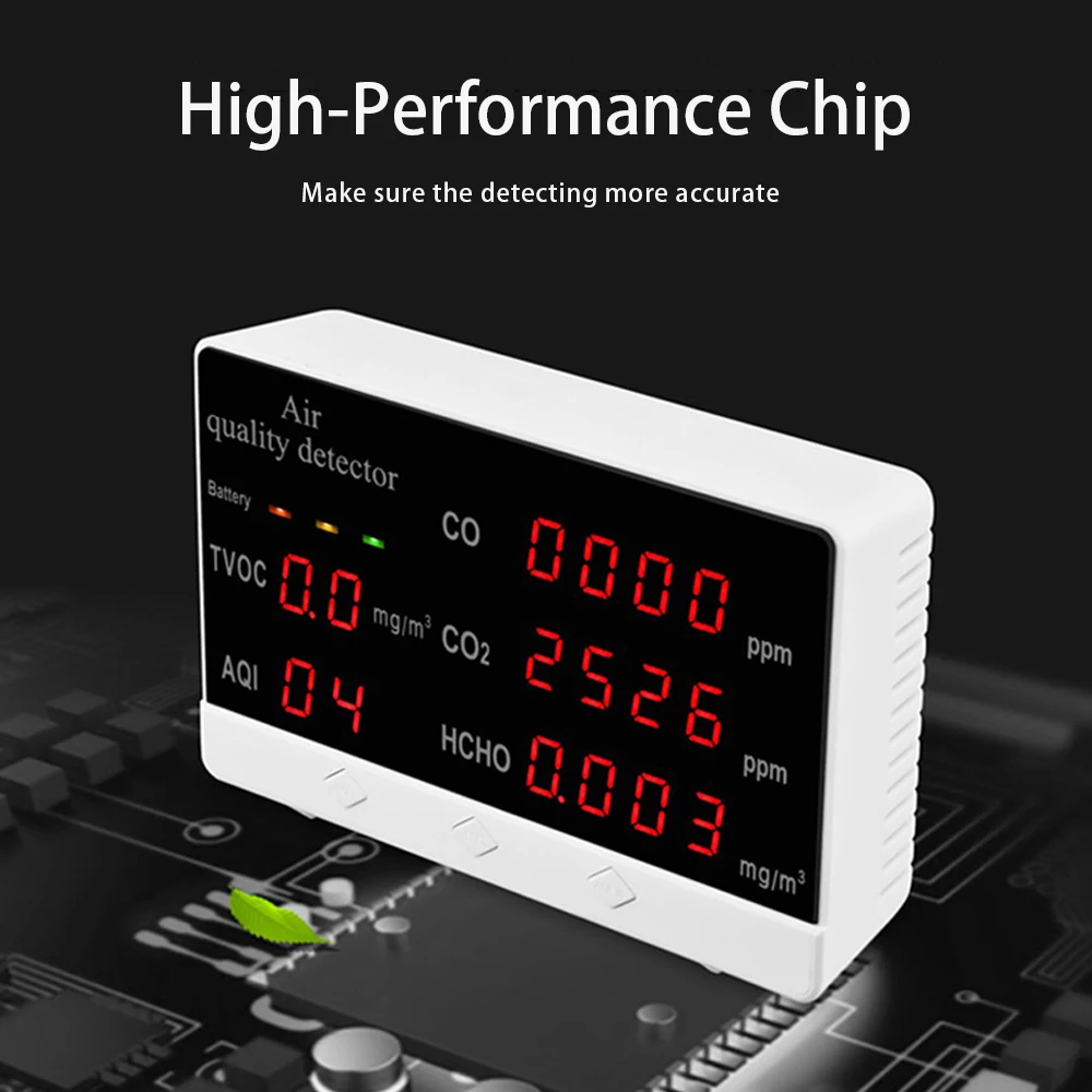 Professional CO2 Meter HCHO/TVOC/CO/CO2/AQI Monitor Air Quality Analyzer Gas Detector Home Office School Use Digital Display
Professional CO2 Meter HCHO/TVOC/CO/CO2/AQI Monitor Air Quality Analyzer Gas Detector Home Office School Use Digital Display