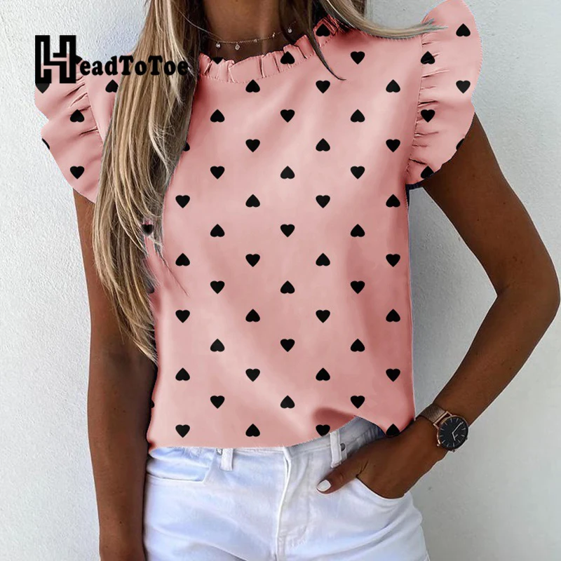 Striped Ruffles Sleeve Casual Top Blouse
