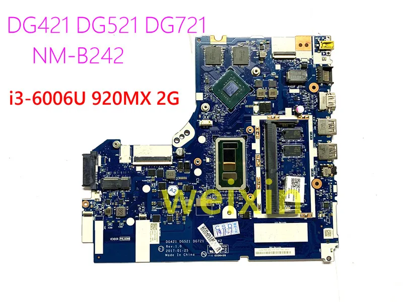 Для lenovo 320 14ISK 520 материнская плата DG421 DG521 DG721 NM B242 системная i3 6006U 920MX 2G 5B20N86082 100%
