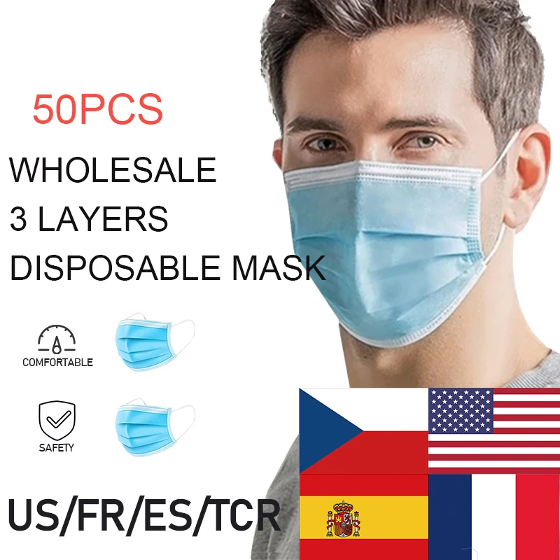 50Pcs/lot Blue Disposable Breathable Comfortable Face Mask 3 Layer Non-woven Mouth Masks Face Care Earloop Wholesale
50Pcs/lot Blue Disposable Breathable Comfortable Face Mask 3 Layer Non-woven Mouth Masks Face Care Earloop Wholesale