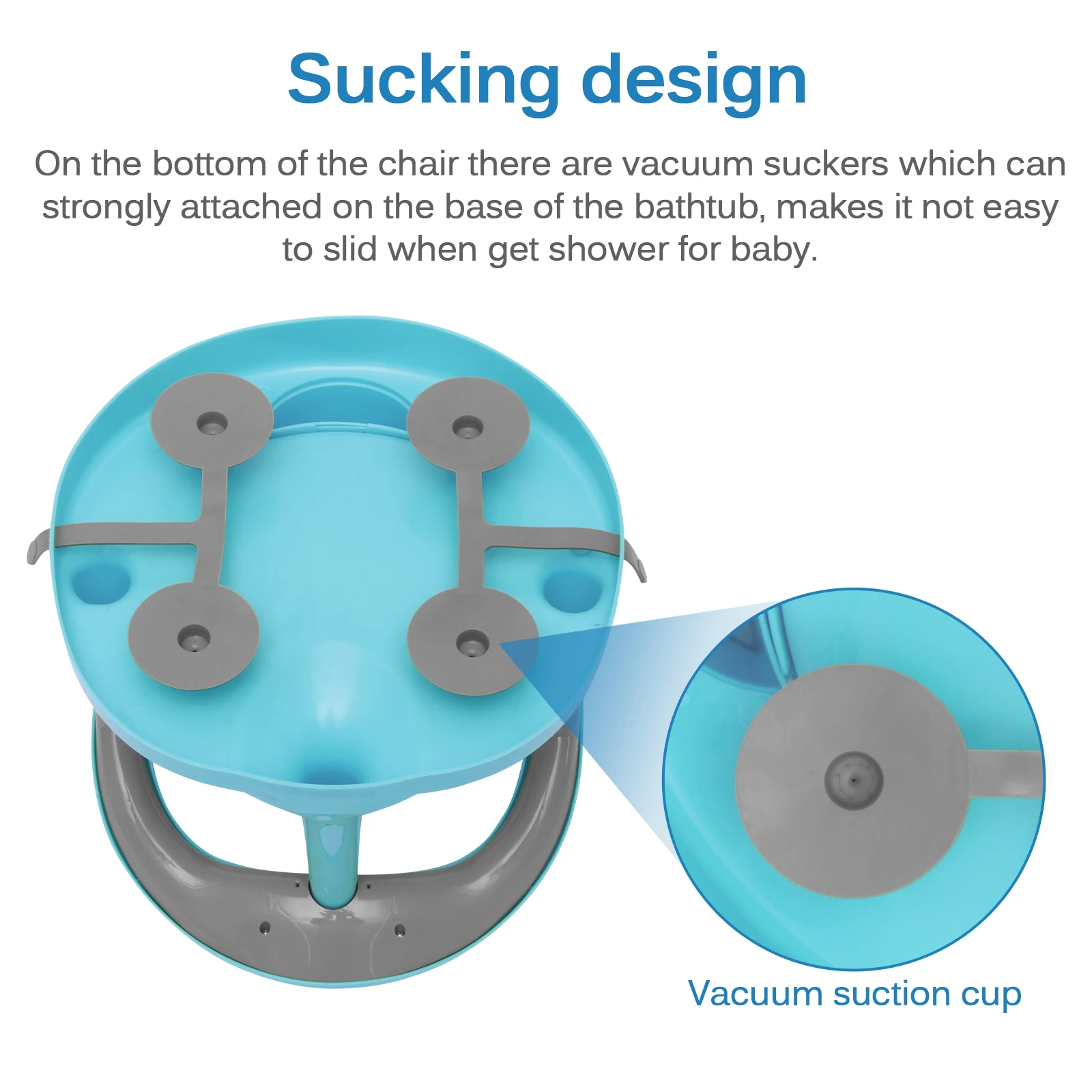 Baby Bathtub Suction Chair Ergonomic Shower Edge Safe Armchair With Rest Anti-Slip Bath Seats Easy Install Removal Bath Chair