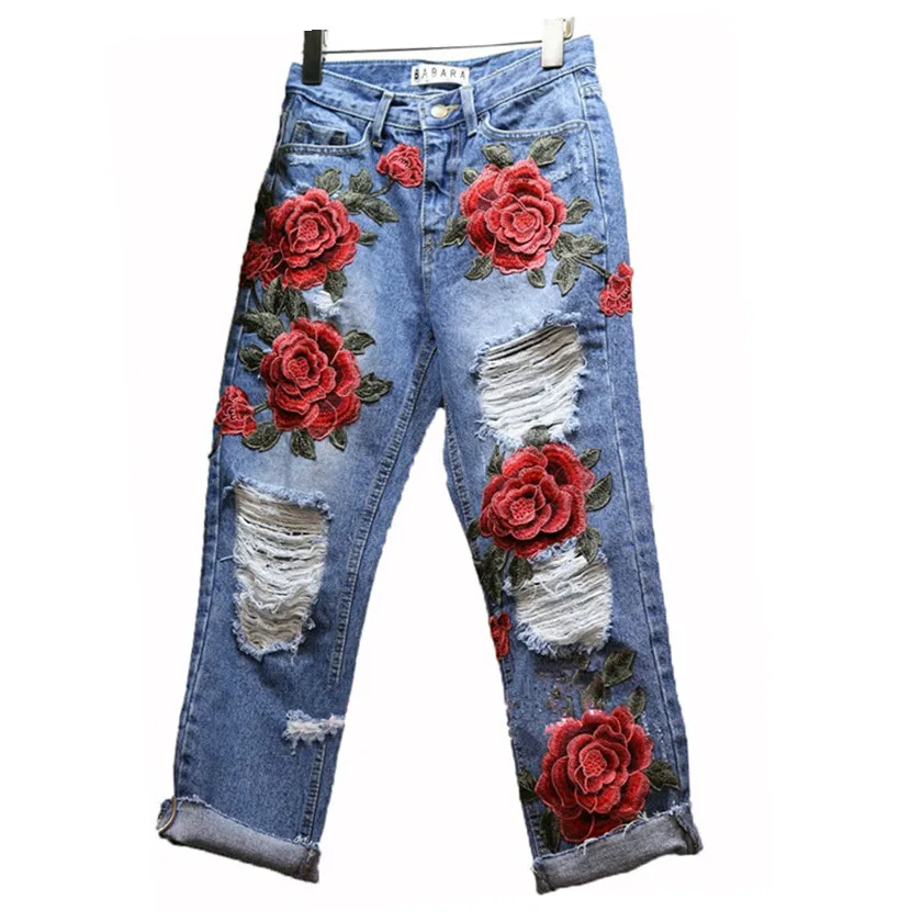 Hot Sale Women's Ripped Jeans Fashion Boyfriend Jeans For Woman Hole Denim pants Flowers Embroidery Jeans Free shipping C066
Hot Sale Women's Ripped Jeans Fashion Boyfriend Jeans For Woman Hole Denim pants Flowers Embroidery Jeans Free shipping C066