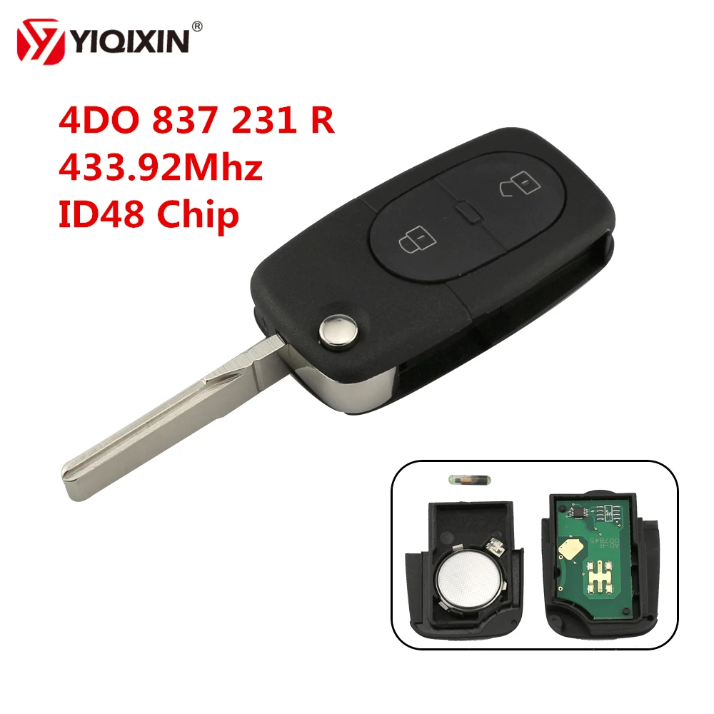 Складной ключ YIQIXIN 433 92 МГц с 2 кнопками дистанционный Автомобильный ID48