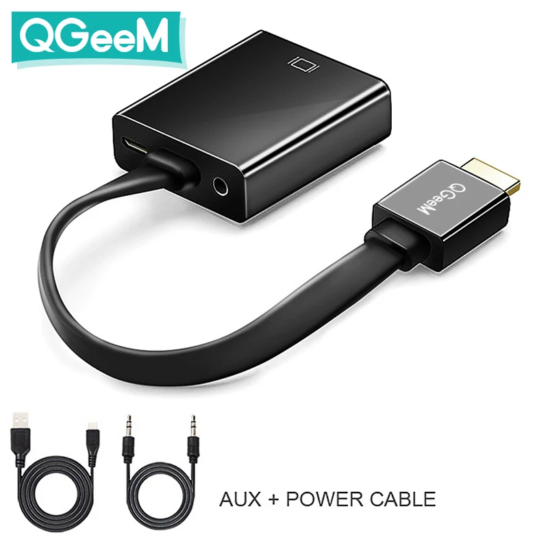 QGEEM HDMI кабель совместимый с VGA адаптером цифровой видео и аудиоконвертер разъем
