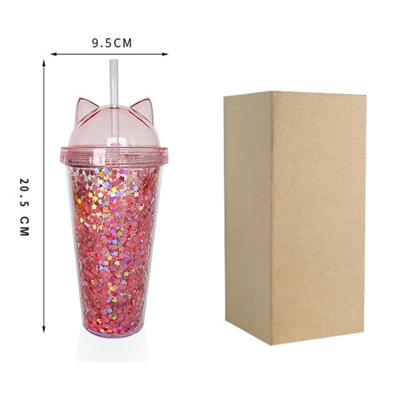 420ML Lovely Cat Ear Water Cup Creative Plastic Double Layer Shiny Sequins Mugs with Straws
420ML Lovely Cat Ear Water Cup Creative Plastic Double Layer Shiny Sequins Mugs with Straws