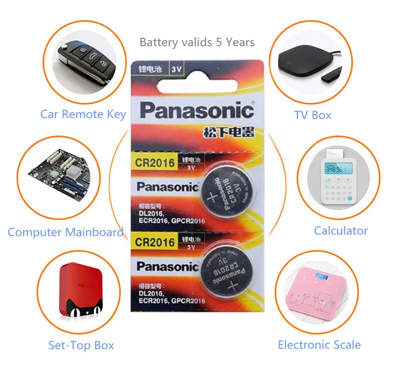 Panasonic 5 шт./лот 3V cr2016 Высокое качество литиевая батарея Кнопка батарейка часы
