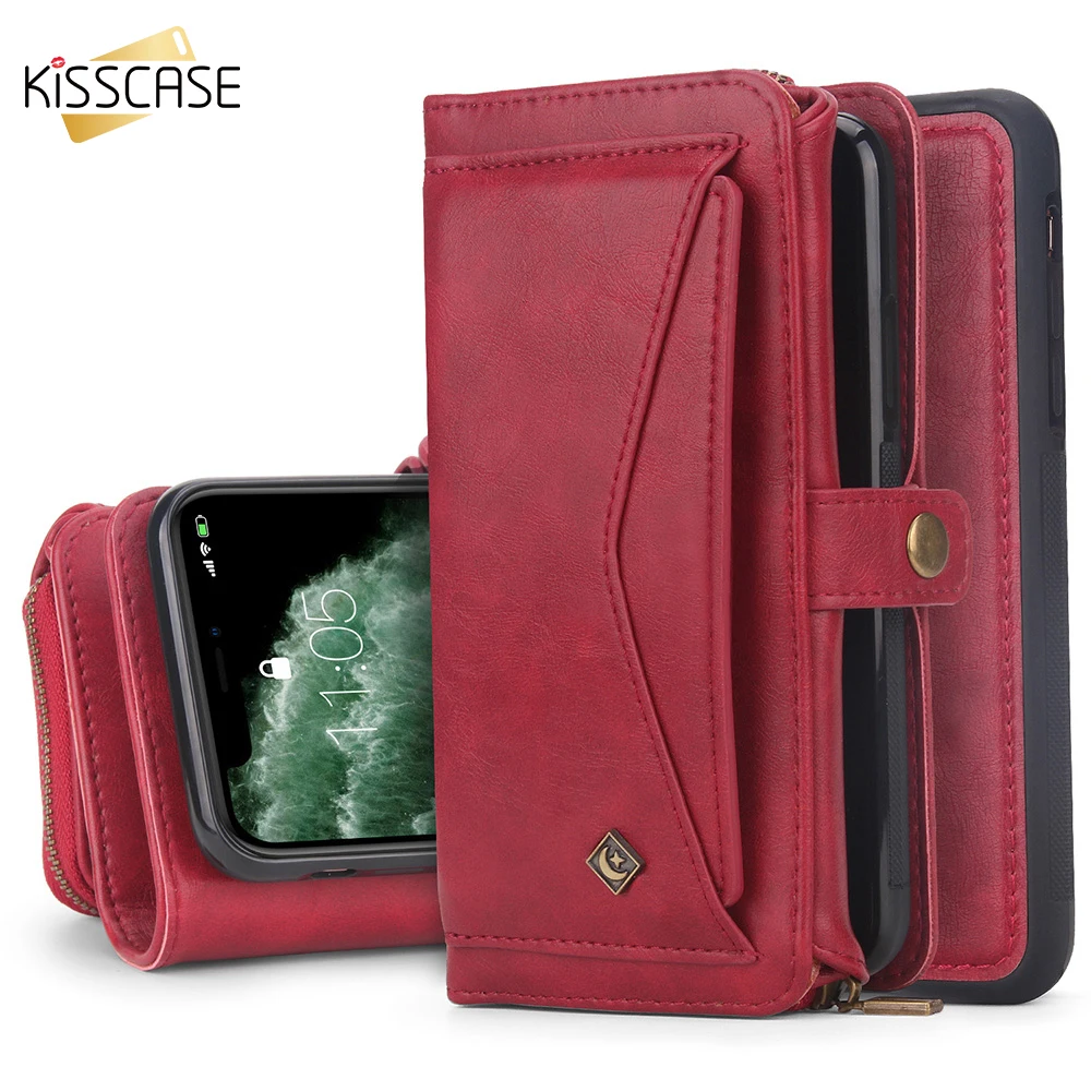 KISSCASE Магнитный чехол кошелек кожаная сумка для iPhone X XR XS Max 11 Pro противоударный