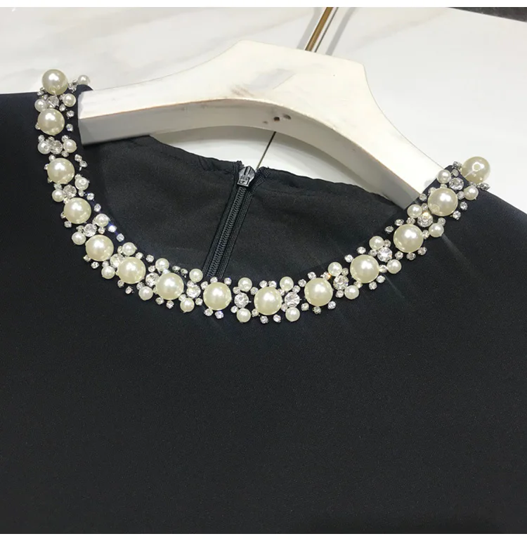 High Quality Women Fashion Summer New Elegant Pearl Beaded Diamond Rhinestone Slim Short-Sleeved Dress
High Quality Women Fashion Summer New Elegant Pearl Beaded Diamond Rhinestone Slim Short-Sleeved Dress