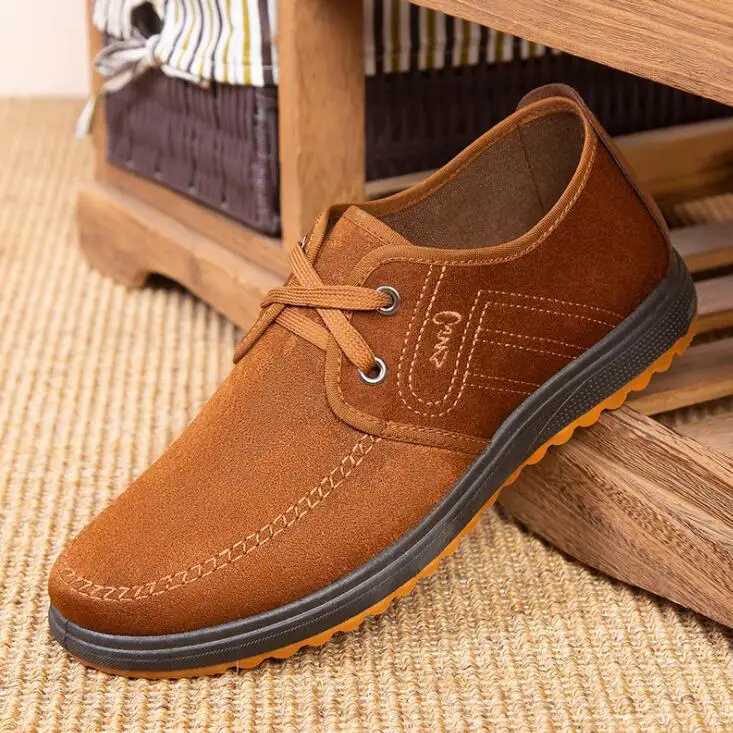 Дышащие мужские кожаные рабочие туфли для пожилых людей Новая тканевая обувь