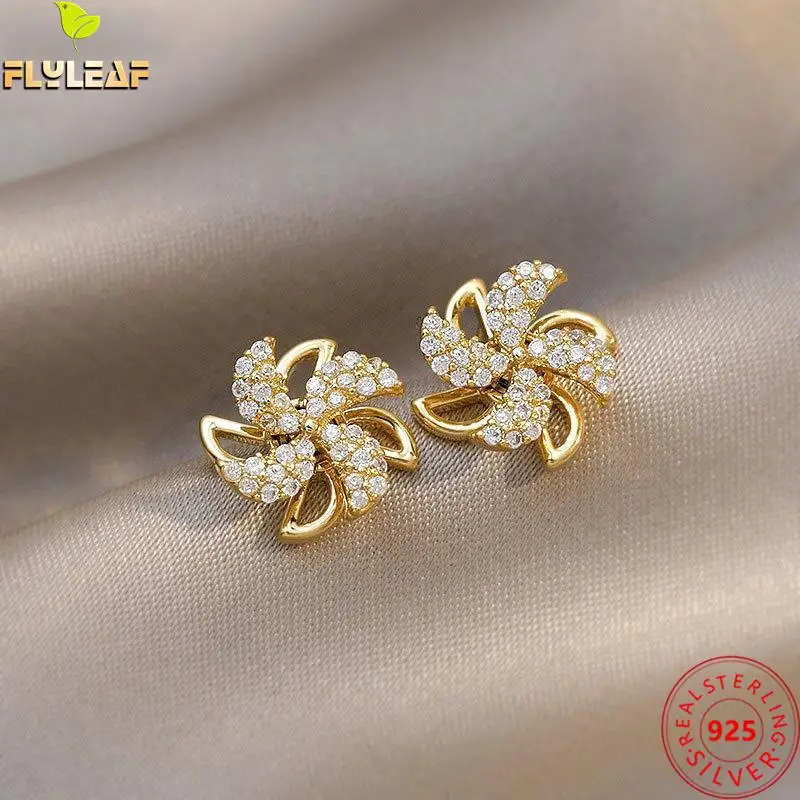 925 Sterling Silver Rotatable Windmill Stud Earrings For Women 14k Gold Light Luxury Full Zircon Earrings Female Fine Jewelry
925 Sterling Silver Rotatable Windmill Stud Earrings For Women 14k Gold Light Luxury Full Zircon Earrings Female Fine Jewelry
