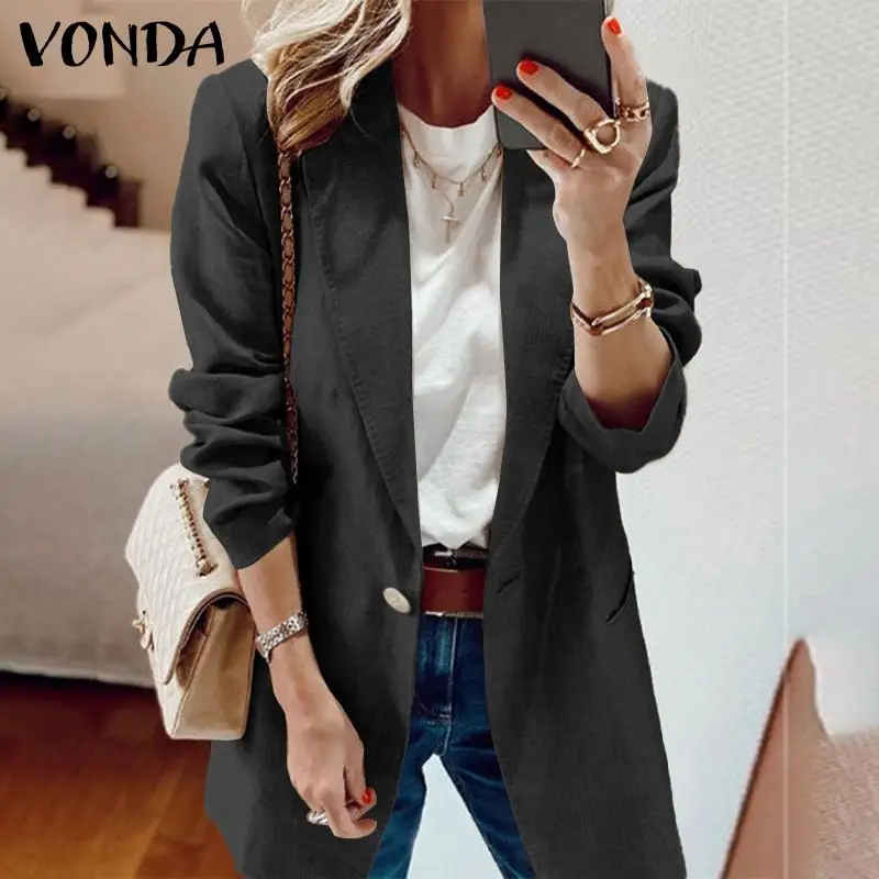 Офисный костюм с длинным рукавом, блейзеры 2021 VONDA, женское официальное пальто, женская верхняя одежда, женский комбинезон
Офисный костюм с длинным рукавом, блейзеры 2021 VONDA, женское официальное пальто, женская верхняя одежда, женский комбинезон