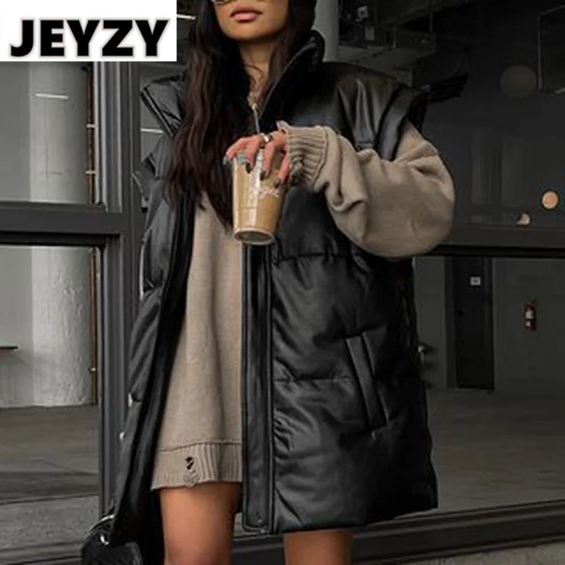Fashion PU Coats Women Autumn Winter Stand Collar Black Vests Long Coat Elegant Straight Simple Zip Up Warm Vests Ladies Casual
Fashion PU Coats Women Autumn Winter Stand Collar Black Vests Long Coat Elegant Straight Simple Zip Up Warm Vests Ladies Casual
