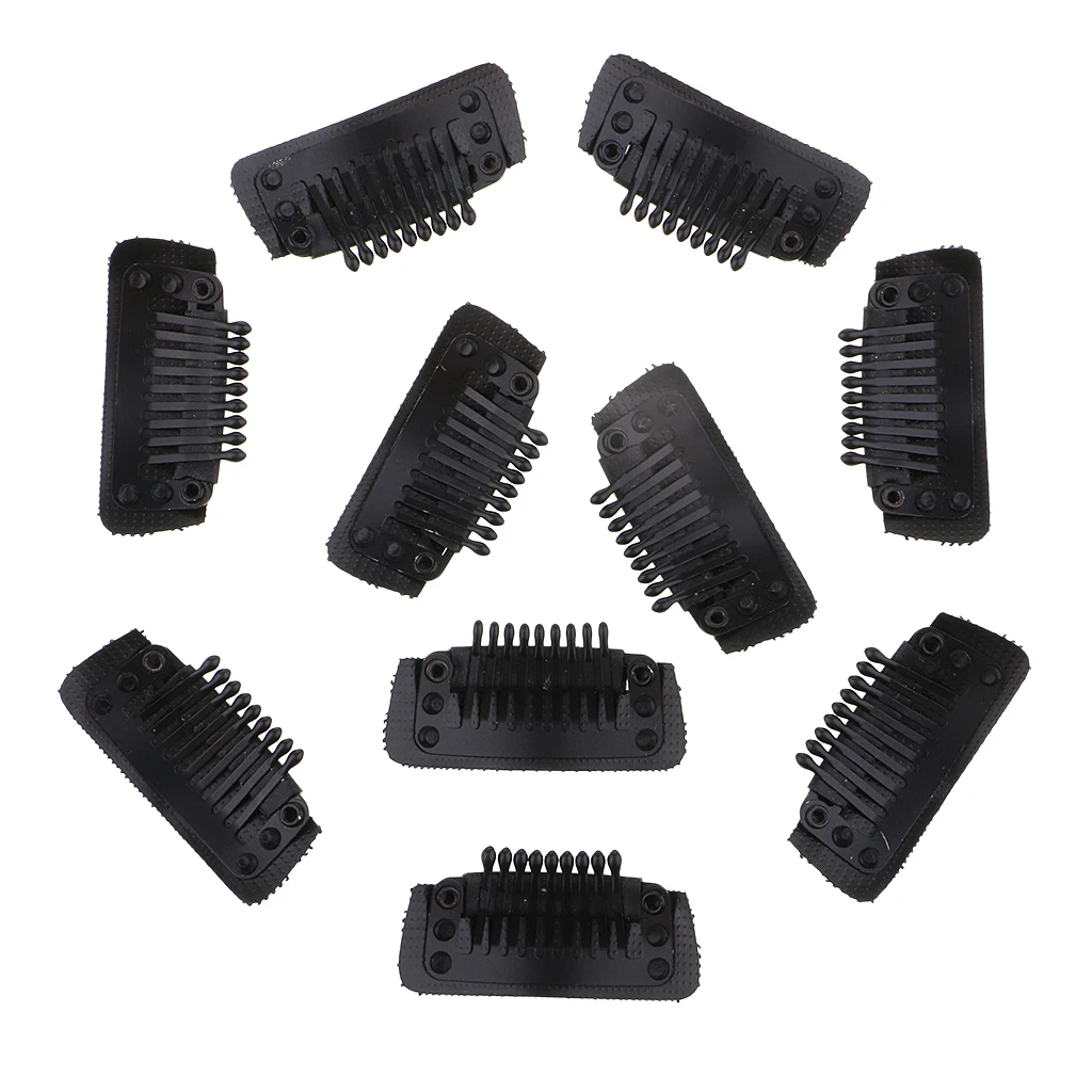 10 Pack Black White 35mm 9-Teeth Snap-Combing Wig Clips Strong Grips for Hair Extension and Wefts with Rubber Back
10 Pack Black White 35mm 9-Teeth Snap-Combing Wig Clips Strong Grips for Hair Extension and Wefts with Rubber Back