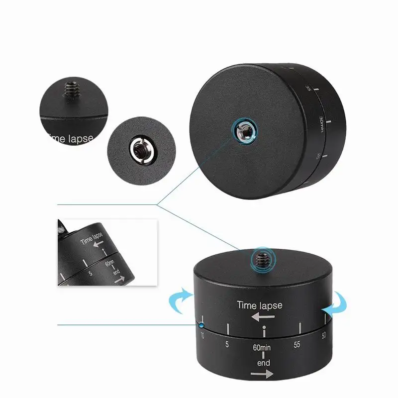360 Degree Rotate Camera Time Lapse Stabilizer 60/120 min 1/4 Screw Holes For Photography SLR
360 Degree Rotate Camera Time Lapse Stabilizer 60/120 min 1/4 Screw Holes For Photography SLR