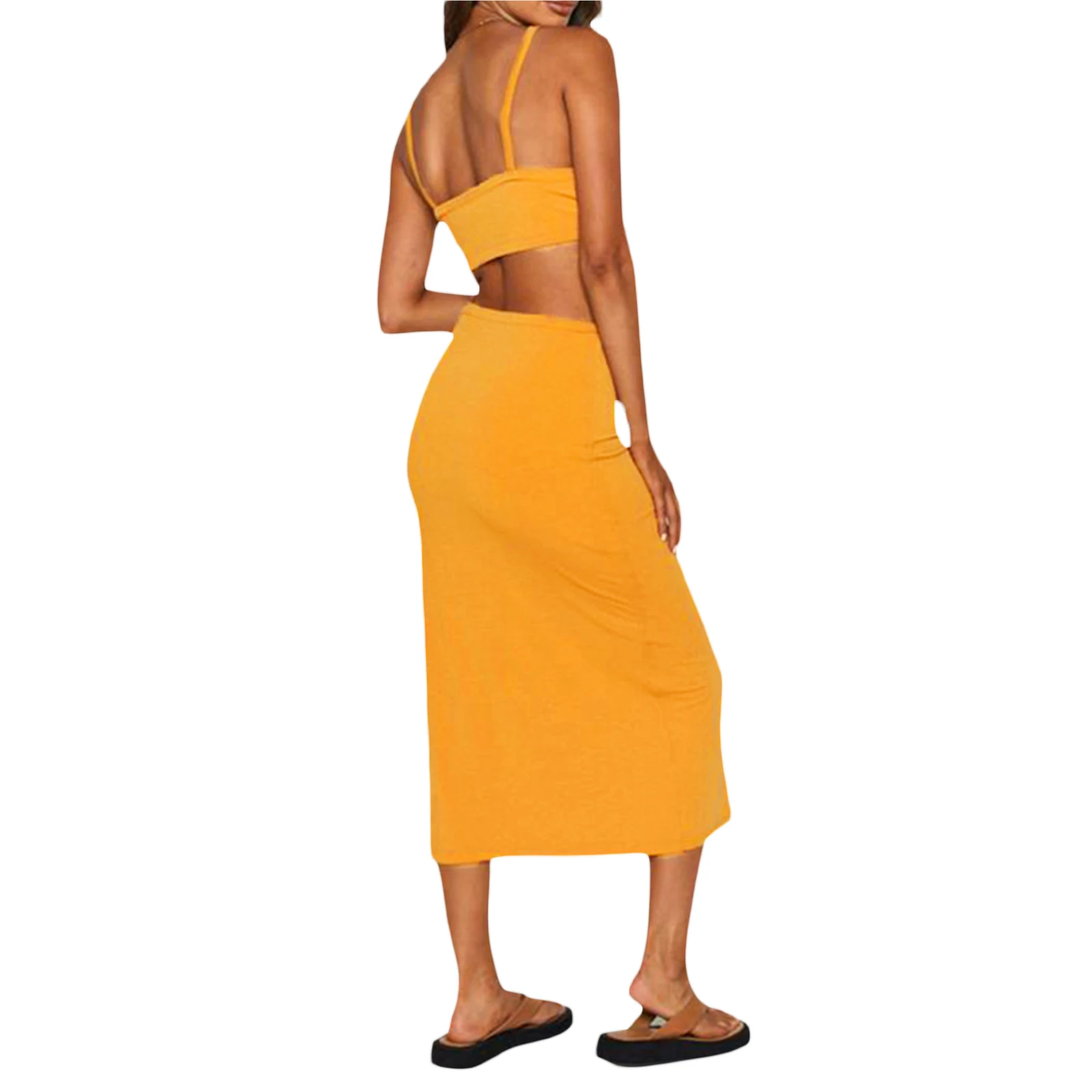 Female Dress, Solid Color Sleeveless Spaghetti Strap Hollow Out for Summer, Yellow/Black, S/M/L
Female Dress, Solid Color Sleeveless Spaghetti Strap Hollow Out for Summer, Yellow/Black, S/M/L