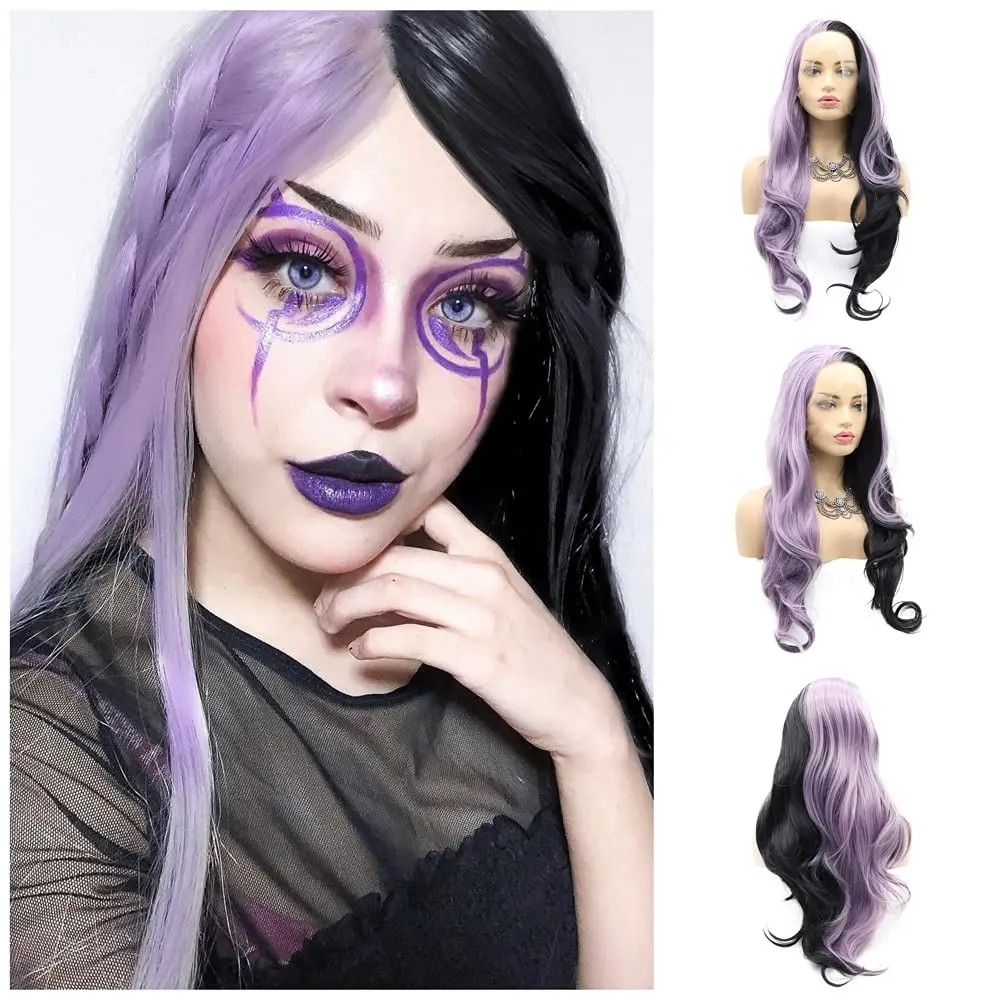 Sylvia Half Purple Half Black Wig Body Wave Wig Lace Front Wig Free Part Half Half Hair Heat Resistant Cosplay Wig
Sylvia Half Purple Half Black Wig Body Wave Wig Lace Front Wig Free Part Half Half Hair Heat Resistant Cosplay Wig