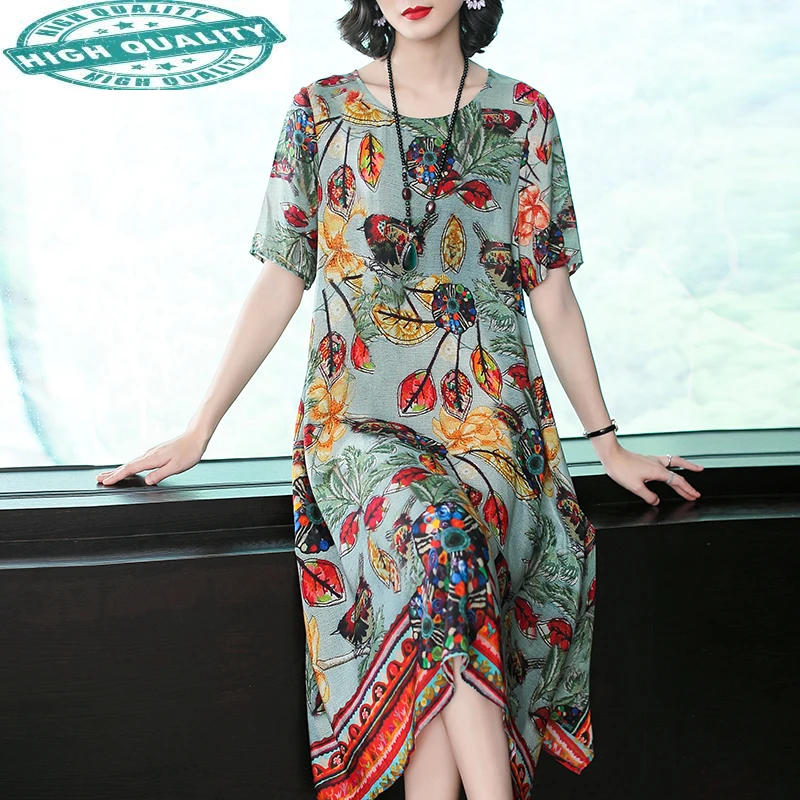 Summer New Silk Dress Floral Plus Size Dresses for Women Clothes Midi Beach Boho Vestido De Mujer KJ7222
Summer New Silk Dress Floral Plus Size Dresses for Women Clothes Midi Beach Boho Vestido De Mujer KJ7222