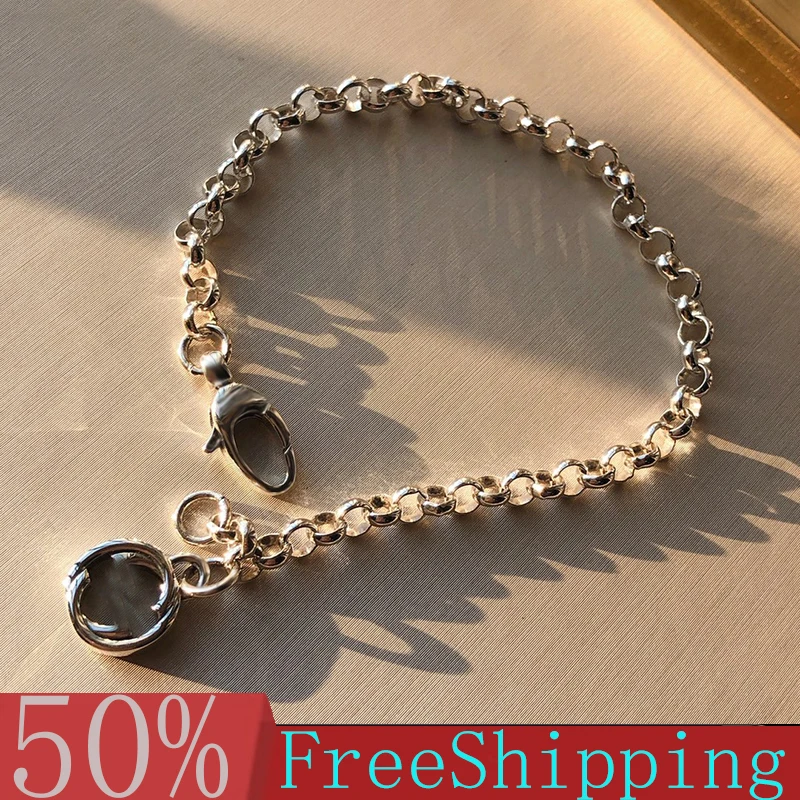 Оригинальный Роскошный брендовый браслет из стерлингового серебра 925 пробы в стиле хип-хоп Ретро для мужчин и женщин Модный Универсальный и... 
Оригинальный Роскошный брендовый браслет из стерлингового серебра 925 пробы в стиле хип-хоп Ретро для мужчин и женщин Модный Универсальный и...