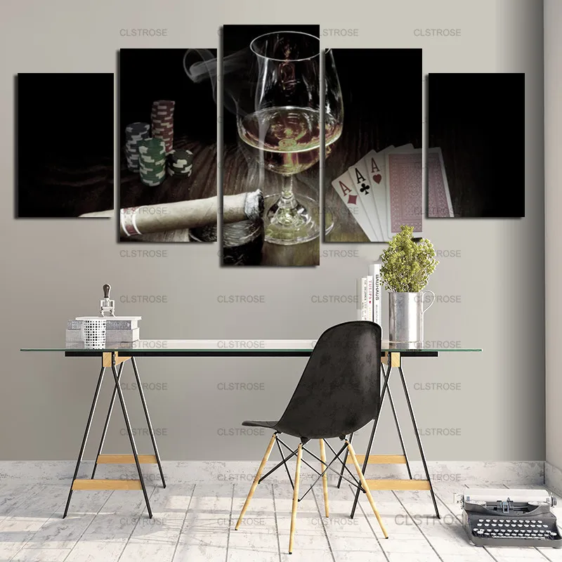 Wine Glasses and Playing Cards Modern Decoration Poster 5Pcs Bar Entertainment Venue Wall Decoration Canvas Painting Frameless
Wine Glasses and Playing Cards Modern Decoration Poster 5Pcs Bar Entertainment Venue Wall Decoration Canvas Painting Frameless