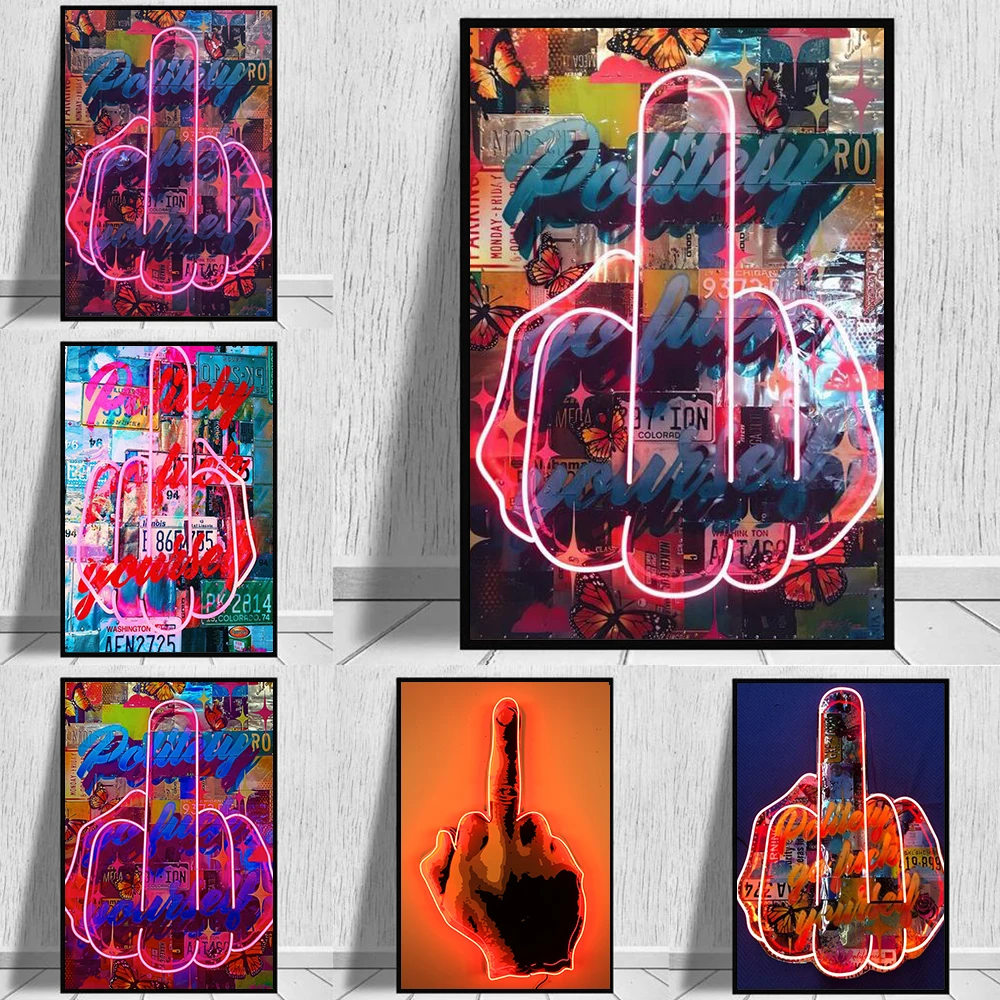 Provocative Finger Canvas Painting Graffiti Poster Middle Finger Neon Art Prints Teenager Room Wall Pictures Home Decor Abstract
Provocative Finger Canvas Painting Graffiti Poster Middle Finger Neon Art Prints Teenager Room Wall Pictures Home Decor Abstract