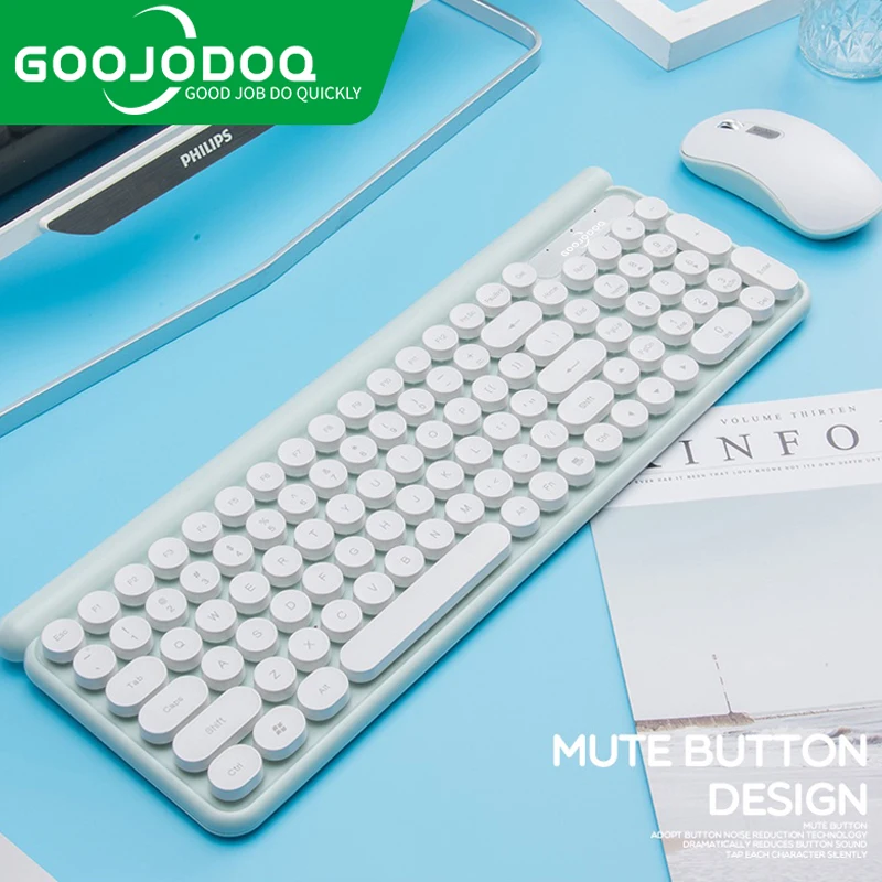 GOOJODOQ беспроводные клавиатуры для ноутбука круглые шапки Ретро машинки