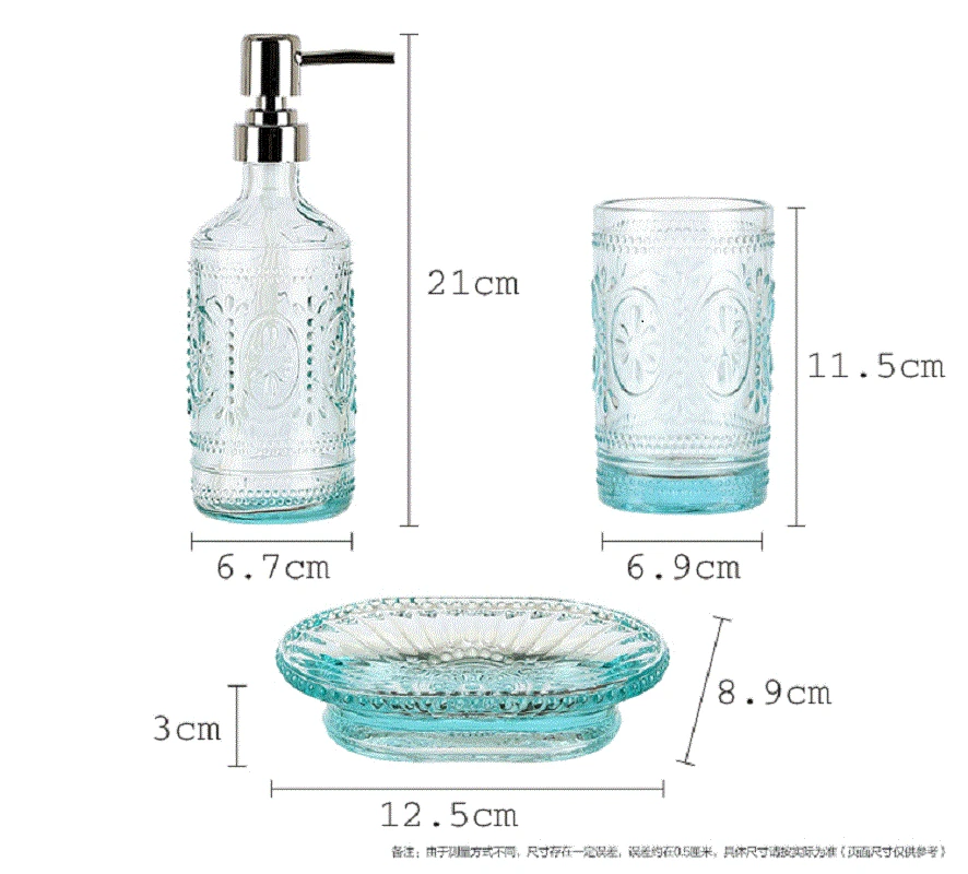 European Style Bathroom 4-Piece Set Soap Box Lotion Dispenser Toothbrush Cup Tray Glass Toiletries Set Bathroom Accessories
European Style Bathroom 4-Piece Set Soap Box Lotion Dispenser Toothbrush Cup Tray Glass Toiletries Set Bathroom Accessories