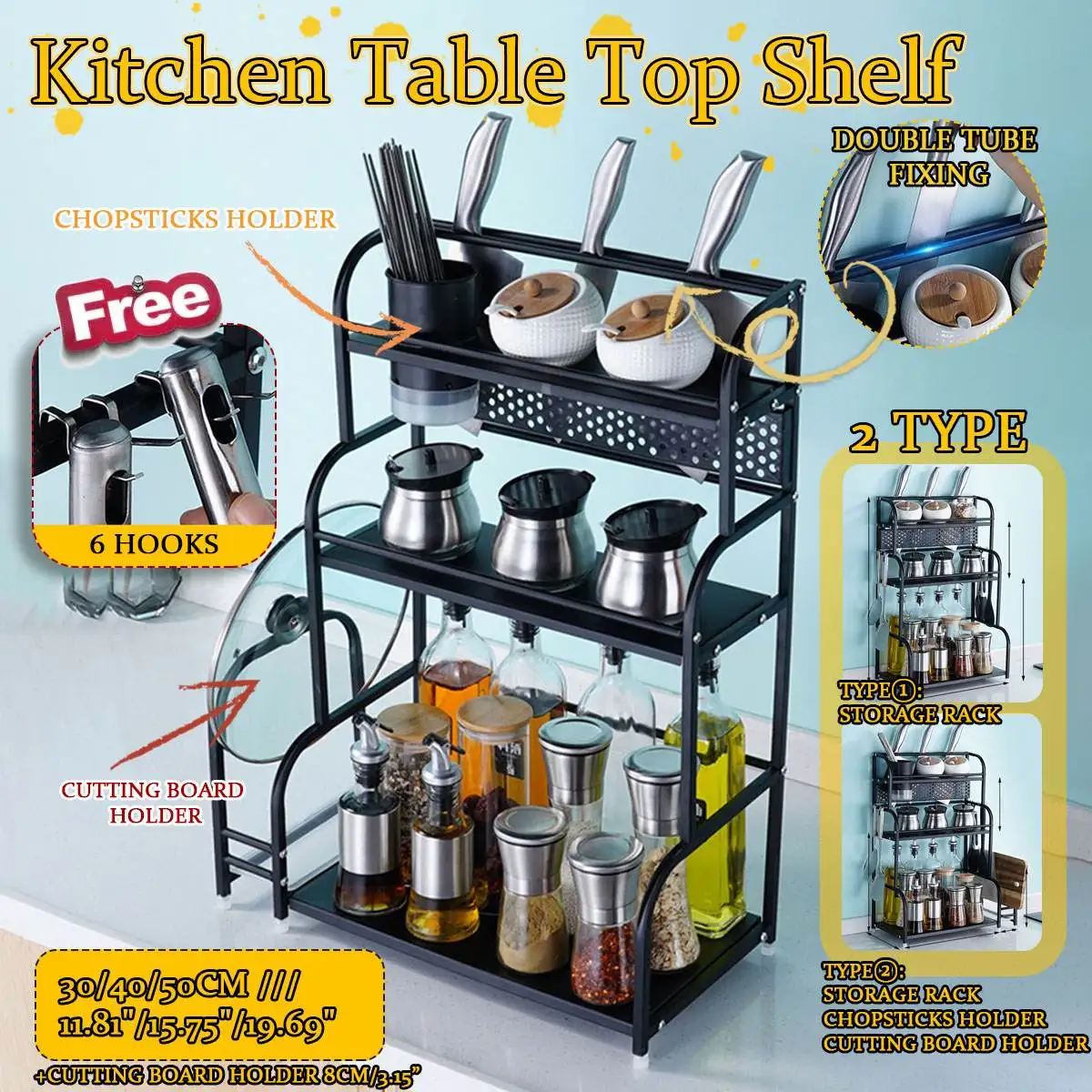 Kitchen Spice Rack Stainless Steel Countertop Spice Jars Bottle Shelf Kitchen Organizer Shelf Storage Holder Black 3 Layers
Kitchen Spice Rack Stainless Steel Countertop Spice Jars Bottle Shelf Kitchen Organizer Shelf Storage Holder Black 3 Layers