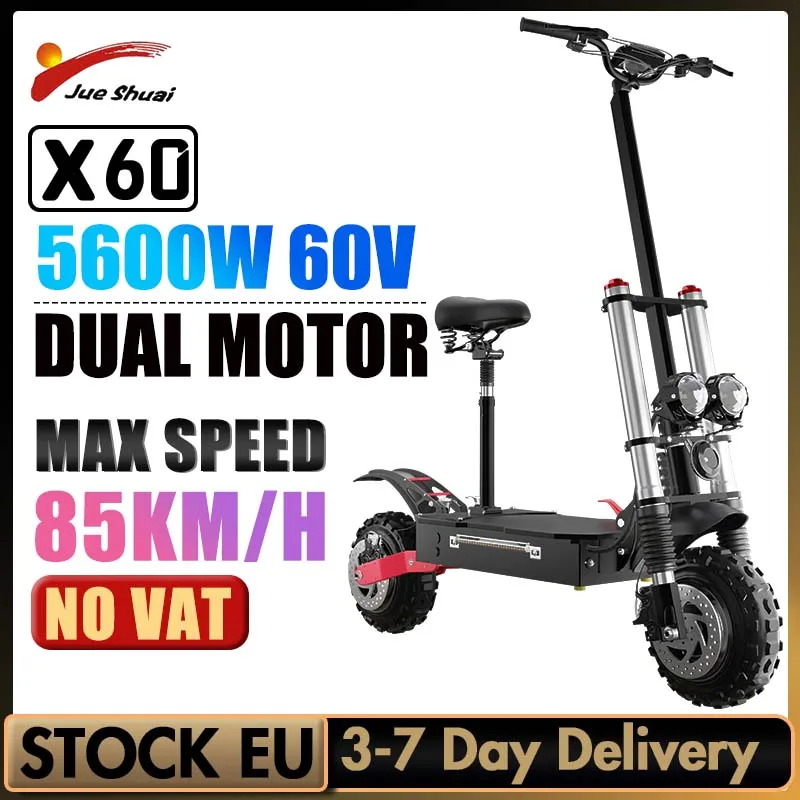 EU STOCK 85KM/H Max Speed Powerful Electric Scooter with Seat 60V 30A Panasonic Battery E Scooter Patinete Elétrico Adullto
EU STOCK 85KM/H Max Speed Powerful Electric Scooter with Seat 60V 30A Panasonic Battery E Scooter Patinete Elétrico Adullto