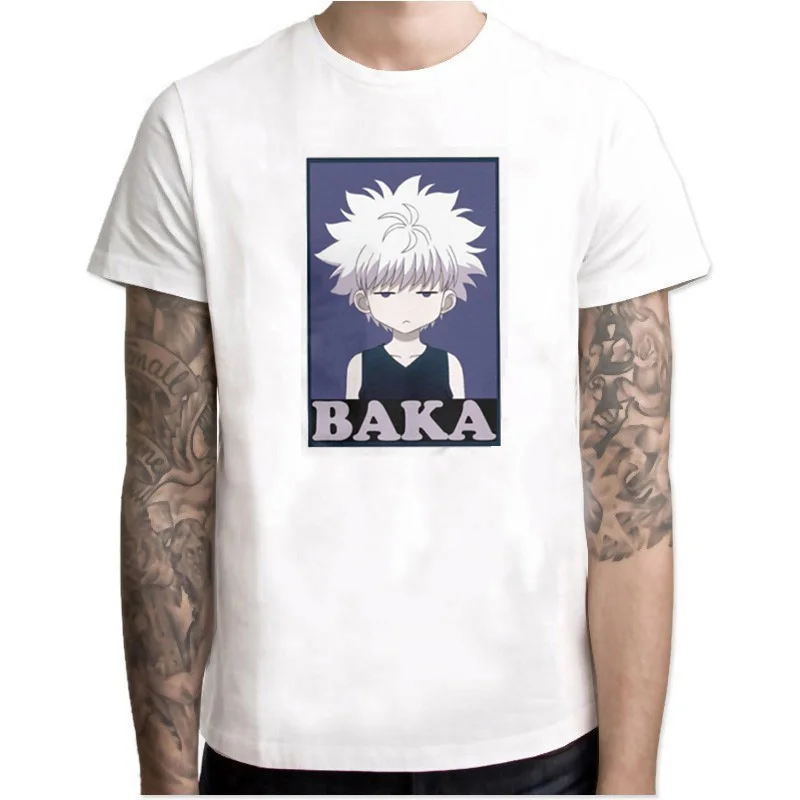 Классические комиксные футболки Hunter X Hunter Killua Zoldyck Baka с круглым вырезом и коротким рукавом, Классические Японские хлопковые футболки с аниме
Классические комиксные футболки Hunter X Hunter Killua Zoldyck Baka с круглым вырезом и коротким рукавом, Классические Японские хлопковые футболки с аниме
