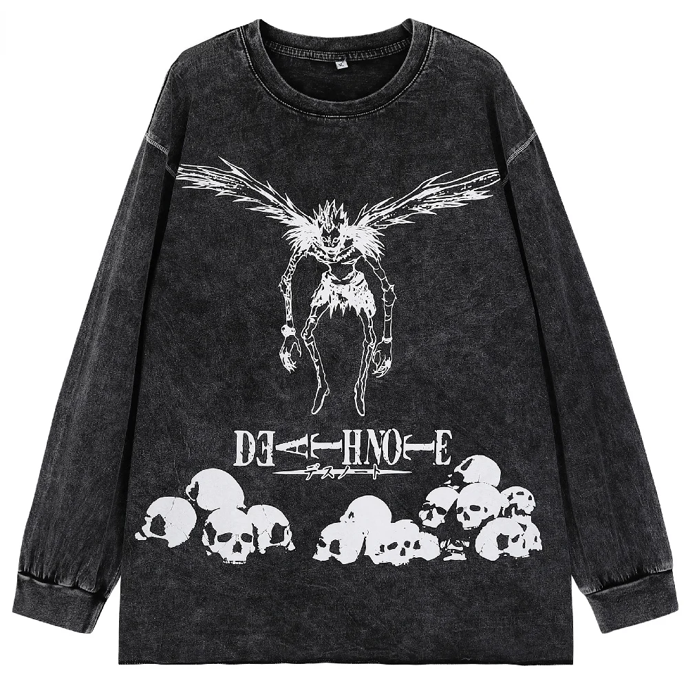 Death Note Oversize Washed Long Sleeve Tshirt Streetwear Harajuku Vintage Retro Skulls Graphic Printed T Shirt Men Spring Tops
Death Note Oversize Washed Long Sleeve Tshirt Streetwear Harajuku Vintage Retro Skulls Graphic Printed T Shirt Men Spring Tops