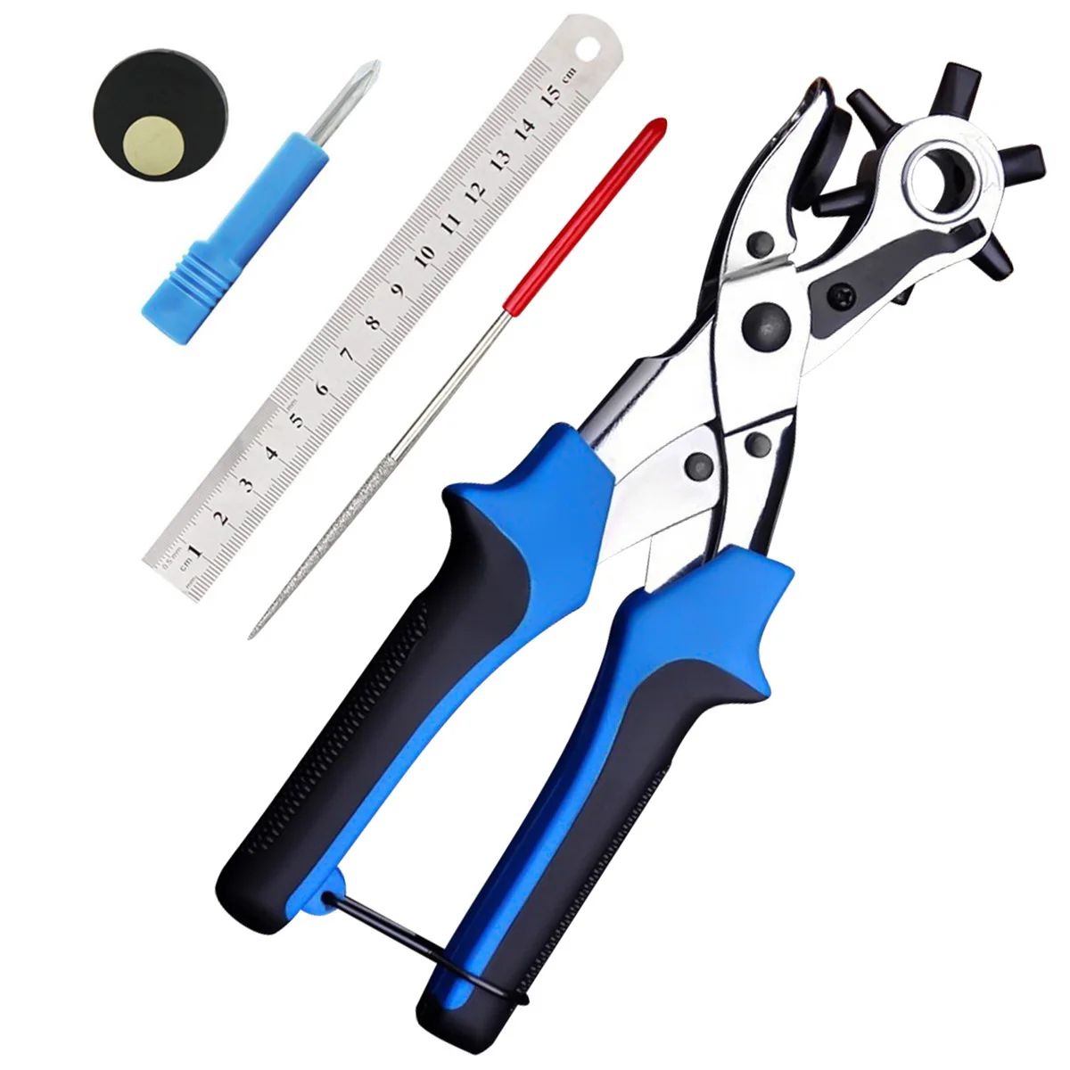 6 Hole Punch Plier Hole Punching Machine Round Hole Perforator Tool Make Hole Puncher Set for Watchband Cards Leather Belt
6 Hole Punch Plier Hole Punching Machine Round Hole Perforator Tool Make Hole Puncher Set for Watchband Cards Leather Belt