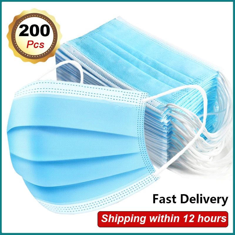 

10/50/100/200 pcs Disposable Medical Mask 3 Layer Breathable Face Mask Mouth masque Anti Pollution Dust Filter Surgical Masks