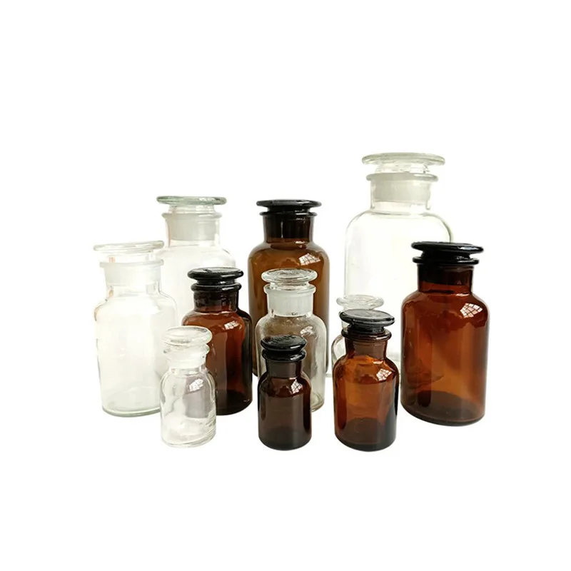 Wide mouth bottle small white brown reagent bottle glass large mouth small mouth bottle chemical experiment reagent bottle
Wide mouth bottle small white brown reagent bottle glass large mouth small mouth bottle chemical experiment reagent bottle