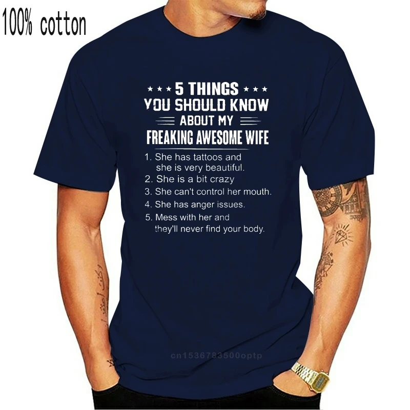 New Men t shirt 5 Things You Should Know About My Freaking Awesome Wife Women t-shirt
New Men t shirt 5 Things You Should Know About My Freaking Awesome Wife Women t-shirt