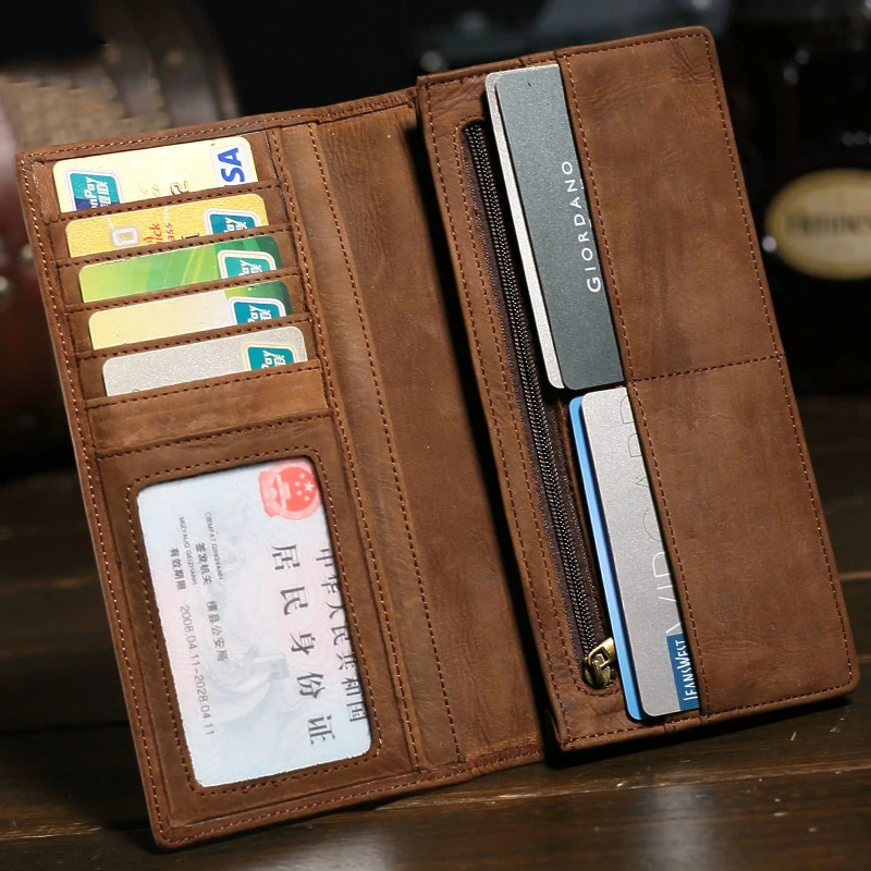 Men Long Wallet Crazy Horse Genuine Leather wallet purse for coins Money Bag For Male wallets Thin slim phone wallet money bag
Men Long Wallet Crazy Horse Genuine Leather wallet purse for coins Money Bag For Male wallets Thin slim phone wallet money bag