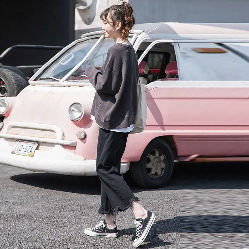 Jeans Straight Spring All-match Simple Loose Design Women Fur-lined Bottom Denim Style Korean Empire Chic Ankle-length Elastic L
Jeans Straight Spring All-match Simple Loose Design Women Fur-lined Bottom Denim Style Korean Empire Chic Ankle-length Elastic L