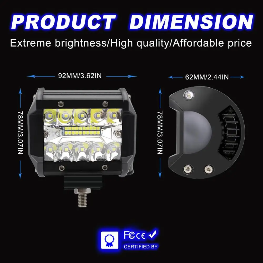 Set of 2 200W 4" Car LED Work Light Bar Driving Lamp for Offroad Boat Tractor Truck 4x4 SUV Fog Light 12V 24V Headlight for ATV 
Set of 2 200W 4" Car LED Work Light Bar Driving Lamp for Offroad Boat Tractor Truck 4x4 SUV Fog Light 12V 24V Headlight for ATV