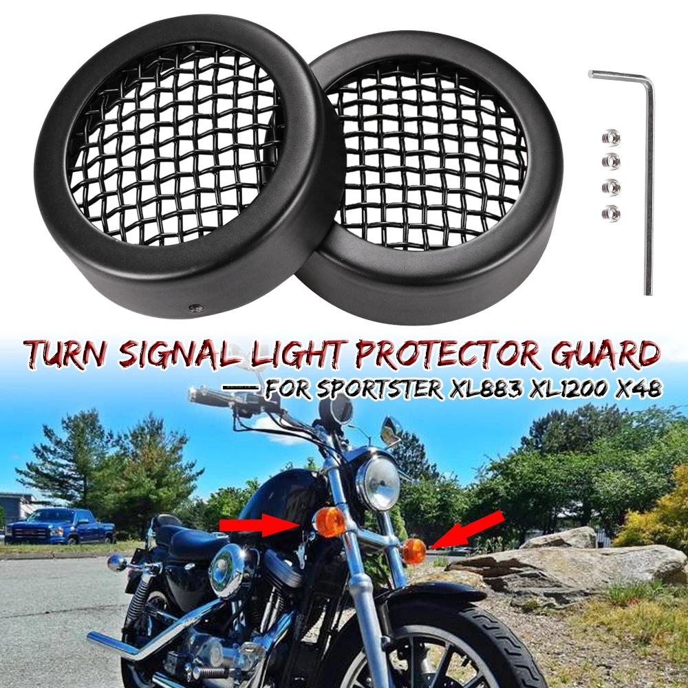 

For Harley Sportster XL883 XL1200 Motorcycle Front Rear Turn Signal Light Protector Guard Flashing Indicator Grill Trim Cover