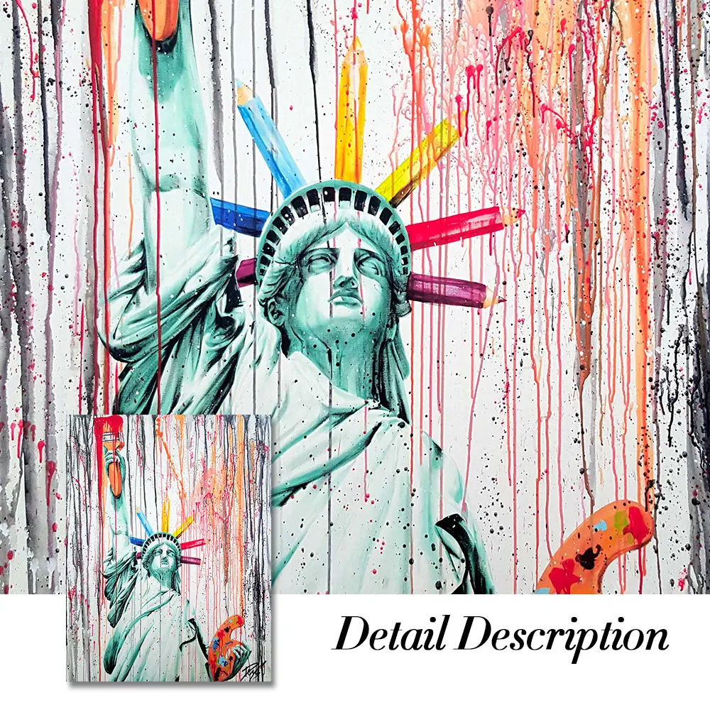 Modern Graffiti Street Art Statue Of Liberty Canvas Painting Poster Print Wall Art Picture For Living Room Home Decor Frameless
Modern Graffiti Street Art Statue Of Liberty Canvas Painting Poster Print Wall Art Picture For Living Room Home Decor Frameless