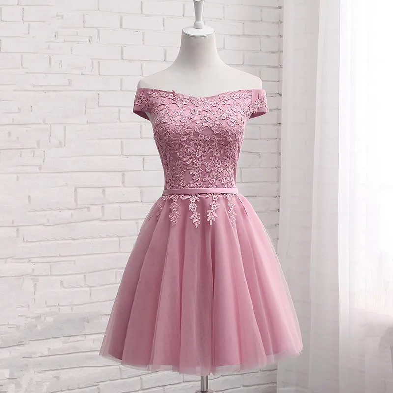 Women's short formal prom evening dress Plus size off shoulder sleeveless lace satin wedding party dress pink bridesmaid dress
Women's short formal prom evening dress Plus size off shoulder sleeveless lace satin wedding party dress pink bridesmaid dress